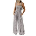 thumbnail image 1 of WREESH Womens Jumpsuits Fashion Elastic Waist Loose Printing Sleeveless Pockets Wide Leg Long Pant Jumpsuit Gray, 1 of 5