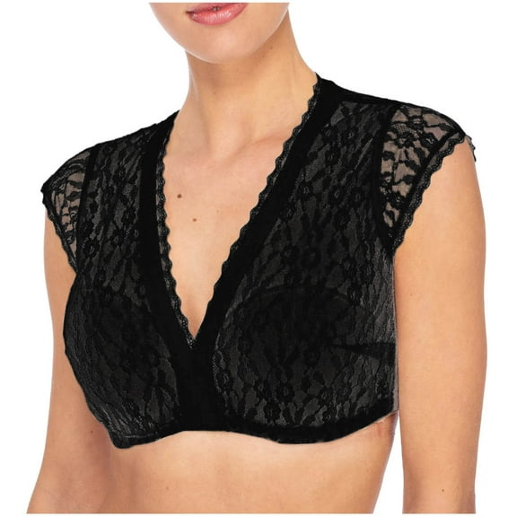 WREESH Womens Lace Blouse Bavarian Oktoberfest Costumes Traditional Dirndl Blouse Shirt Cropped White Shirt Versatile Bra Tops Black C