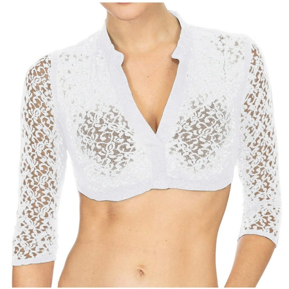 WREESH Womens Lace Blouse Bavarian Oktoberfest Costumes Traditional Dirndl Blouse Shirt Cropped White Shirt Versatile Bra Tops White B