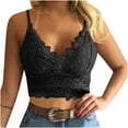 thumbnail image 1 of WREESH Womens Lace Corset Tops Bralette Vest Crop Wireless Bra Lingerie V-Neck Lace Underwear Camisole Black, 1 of 7