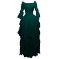 thumbnail image 1 of WREESH Womens Layered Look Ruffle Maxi Dress Solid Off Shoulder Flare Sleeve Dresses Vintage Corset Gothic Dress Formal Evening Gowns Princess Dresses Green, 1 of 6
