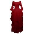thumbnail image 1 of WREESH Womens Layered Look Ruffle Maxi Dress Solid Off Shoulder Flare Sleeve Dresses Vintage Corset Gothic Dress Formal Evening Gowns Princess Dresses Wine, 1 of 6