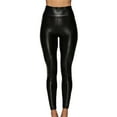 thumbnail image 1 of WREESH Womens Leather Pants Fashion Casual Loose Solid Trousers High Waisted Full Length Pants Black, 1 of 1