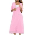 thumbnail image 1 of WREESH Womens Long Nightgowns Cotton Pajamas Crewneck Sleepwear Zip-Up Pajamas Loungewear Pink, 1 of 4