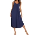 thumbnail image 1 of WREESH Womens Long Nightgowns Slip Dress Maxi Dress Summer Solid Color Suspender Pleats Comfortable Nightdress Home Clothes Navy, 1 of 7