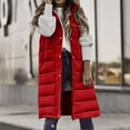 thumbnail image 1 of WREESH Womens Long Puffer Vest Sleeveless Hooded Puffy Jackets Winter Warm Padded Down Jacket Outerwear Vests Red, 1 of 7