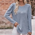 thumbnail image 1 of WREESH Womens Loose Crewneck Sweatshirt Fashion Round Neck Color Long Sleeve Blouse Light Blue, 1 of 7