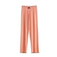 thumbnail image 1 of WREESH Womens Lounge Pants Summer Wide Leg High Waist Pants Solid Full Length Soft Lightweight Pajamas Pants Orange, 1 of 5