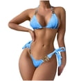 thumbnail image 1 of WREESH Womens Metal Ring Bikini Set Halter Bathing Suit Two-Piece Bikini Chain Bikini Beach Bathing Suit Sky Blue, 1 of 5