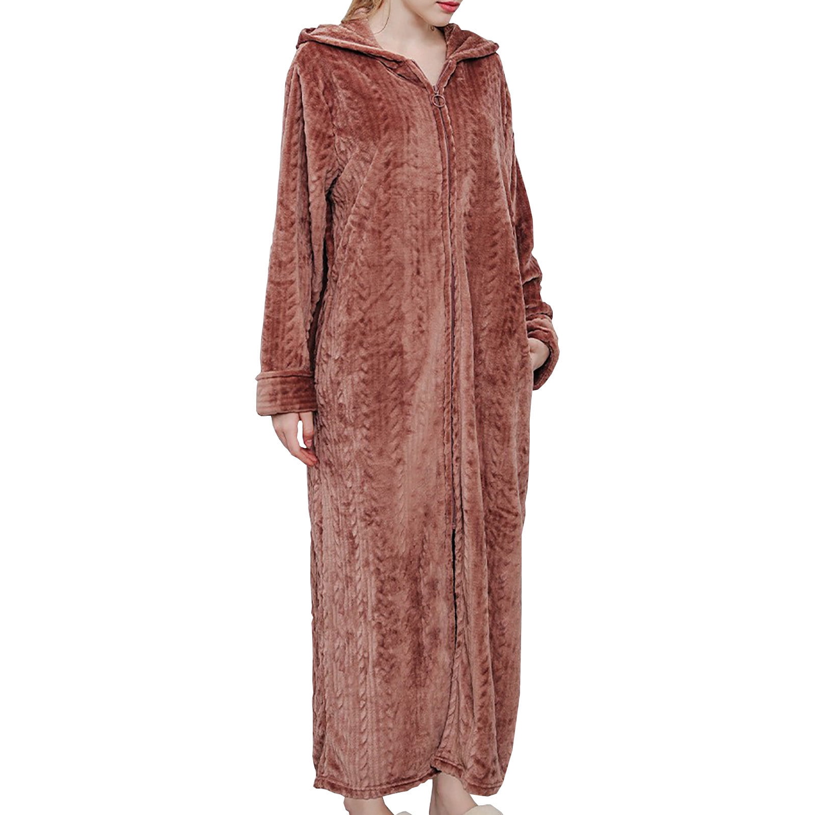 WREESH Womens Nightgowns Onesie Pajamas Plus Size Nightgowns Flannel Nightgown, Home Color Long