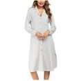 thumbnail image 1 of WREESH Womens Nightgowns Stripe Maxi Dress Button Down Dress Fashion Printed Long Sleeve Dress White, 1 of 7