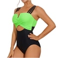 thumbnail image 1 of WREESH Womens One Piece Swimsuit Color Block Swim Suits Hollow Swimsuit Sleeveless Bathing Suits Green, 1 of 1