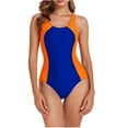 thumbnail image 1 of WREESH Womens One Piece Swimsuit Color Block Swim Suits New Fashion Splicing Swimsuit Casual Bikini Swimsuit Sleeveless Bathing Suits Blue, 1 of 7