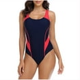 thumbnail image 1 of WREESH Womens One Piece Swimsuit Color Block Swim Suits New Fashion Splicing Swimsuit Casual Bikini Swimsuit Sleeveless Bathing Suits Hot Pink, 1 of 6