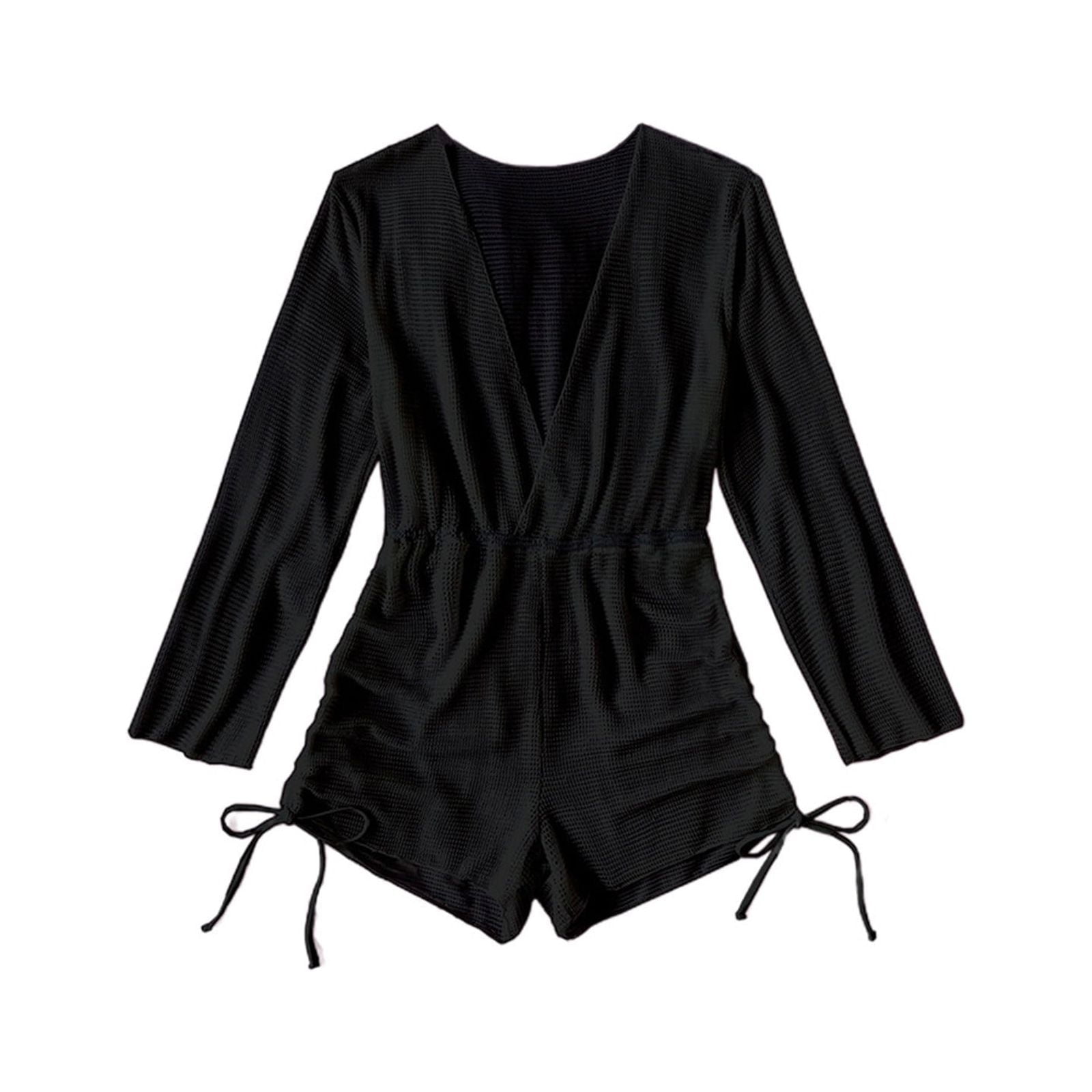 WREESH Womens One Piece Swimsuit Cover Up Romper Knit Swimsuit Coverups