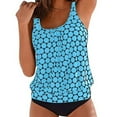 thumbnail image 1 of WREESH Womens One Piece Swimsuit Polka Dot Print Swim Suits New Fashion Split Swimsuit Casual Bikini Swimsuit Sleeveless Bathing Suits Blue, 1 of 4