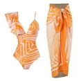 thumbnail image 1 of WREESH Womens One Piece Swimsuit Print Swim Suits Beach Cover Ups Swimwear Bikini Lace Up Swimsuit Long Skirt Chiffon 2 Pcs Set Sleeveless Bathing Suits Yellow, 1 of 9