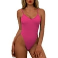 thumbnail image 1 of WREESH Womens One Piece Swimsuit Solid Color Swim Suits Fashion Bikini Set Swimsuit Two Filled Soild Swimwear Beachwear Sleeveless Bathing Suits Hot Pink, 1 of 9