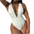 thumbnail image 1 of WREESH Womens One Piece Swimsuit Solid Color Swim Suits Set Swimsuit Filled Bra Swimwear Beachwear Sleeveless Bathing Suits White, 1 of 7