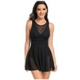 thumbnail image 1 of WREESH Womens One Piece Swimsuit Solid Color Swim Suits Swimdress Swimsuit Sports Plus Size Mesh Skirt Bikini Swimsuit Sleeveless Bathing Suits Black, 1 of 5