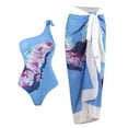 thumbnail image 1 of WREESH Womens One Piece Swimsuits Beach Cover Ups Swimsuit One Shoulder Patchwork Print Set 2 Pcs Swimsuit Sets Sleeveless Bathing Suits Light Blue, 1 of 9