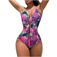 thumbnail image 1 of WREESH Womens One Piece Swimsuits Conjoined Body Halter Backless Printing Bikinis Sets Sleeveless Bathing Suits Hot Pink, 1 of 7