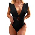 thumbnail image 1 of WREESH Womens One Piece Swimsuits Fashion Solid Color Comfortable Loose Sleeveless Swimsuit Top Blouse Casual Bathing Suits Black, 1 of 9