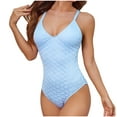 thumbnail image 1 of WREESH Womens One Piece Swimsuits Plus Size Zipper Sports Swimwear Conservative Solid Color Sunscreen Swimwear Diving Suit Surfing Suit Sleeveless Bathing Suits Blue, 1 of 4