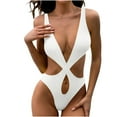 thumbnail image 1 of WREESH Womens One Piece Swimsuits Solid Color Swimwear Slim Swimsuit Bikini Straped Swimsuits Sleeveless Bathing Suits White, 1 of 7