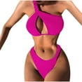 thumbnail image 1 of WREESH Womens One Shoulder Bathing Suits High Cut Bikini Print Set Swimsuit Two Piece Filled Bra Swimwear Beachwear Hot Pink, 1 of 6