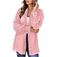 thumbnail image 1 of WREESH Womens Open Front Lightweight Cardigan Solid Fashion Pom Pom Chiffon Blouse Long Sleeves Thin Cardigan Coat Tops Pink, 1 of 7