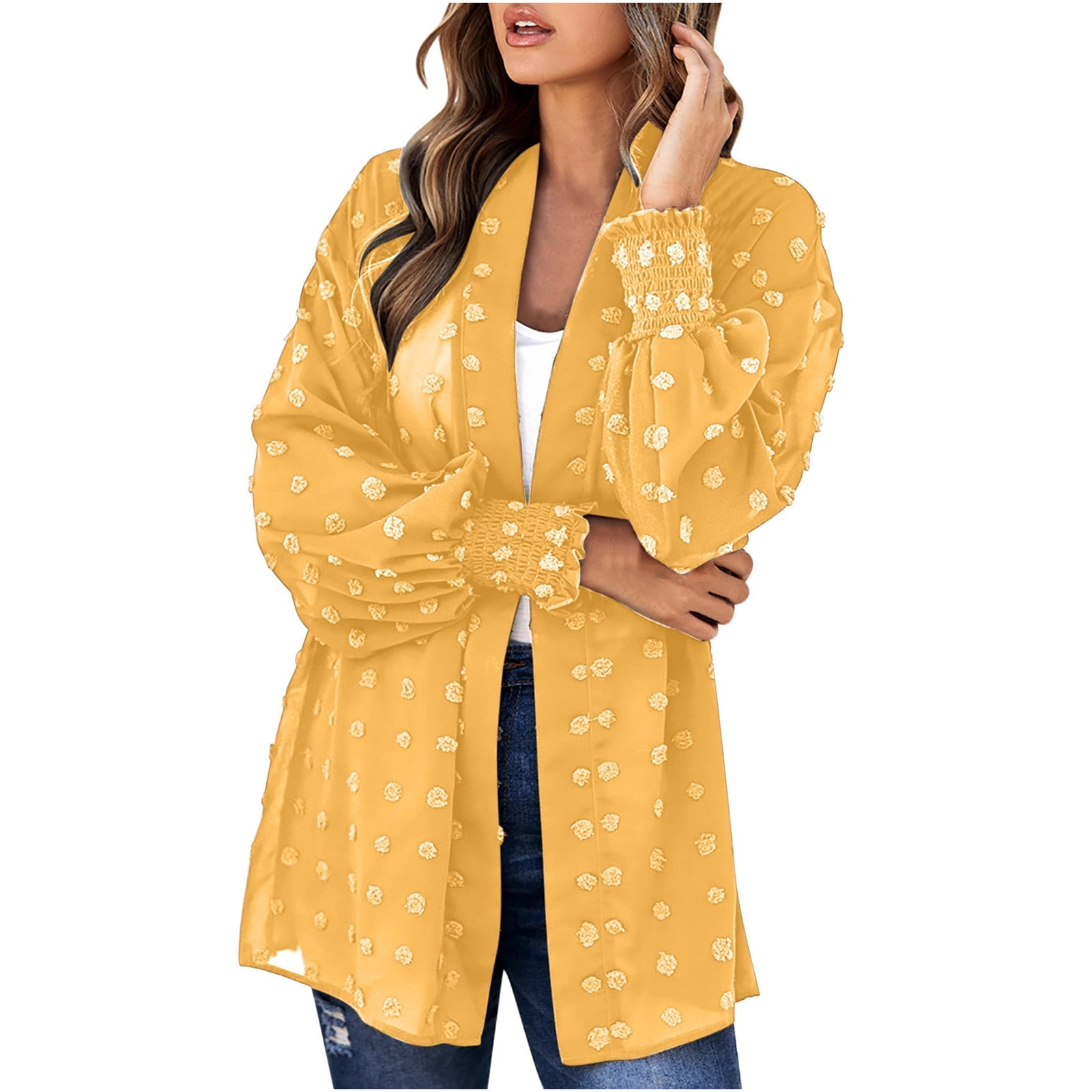 Chiffon Bell sleeve Dots Bandage Orange Blouses Chiffon Bell sleeve Dots Bandage Orange Blouses