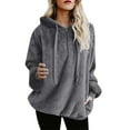 thumbnail image 1 of WREESH Womens Oversized Hoodies Casual Double Fuzzy Sweatshirt Faux Fleece Half Zip Pullover Winter Thicken Warm Coat Outwear Dark Gray, 1 of 6