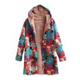 thumbnail image 1 of WREESH Womens Oversized Hoodies Trendy Ethnic Style Print Jacket Faux Furry Fleece Lined Warm Coats Fall Winter Casual Open Front Long Coats Green, 1 of 4