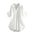 thumbnail image 1 of WREESH Womens Oversized Shirts V Neck Cover Up Shirt Solid Loose Beachwear Bathing Suit Beach Dress White, 1 of 7