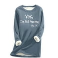 thumbnail image 1 of WREESH Womens Oversized Sweatshirts Fleece Lined Pullover Basic Long Sleeve Tunic Tops Casual Loose Letter Print Tops Thickened Velvet Lamb Wool Warm Blouses Loungewear Navy, 1 of 4