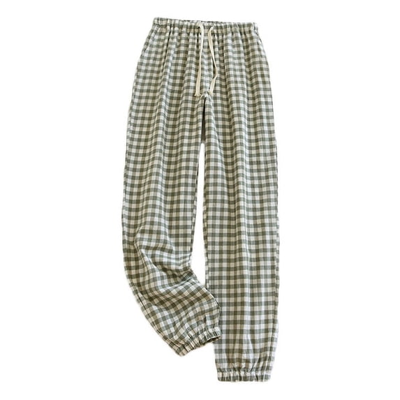 WREESH Womens Pajama Pants Cotton Linen Loose Casual Pants Lightweight Elastic Waist Pants Yoga Pants Home Pants Green