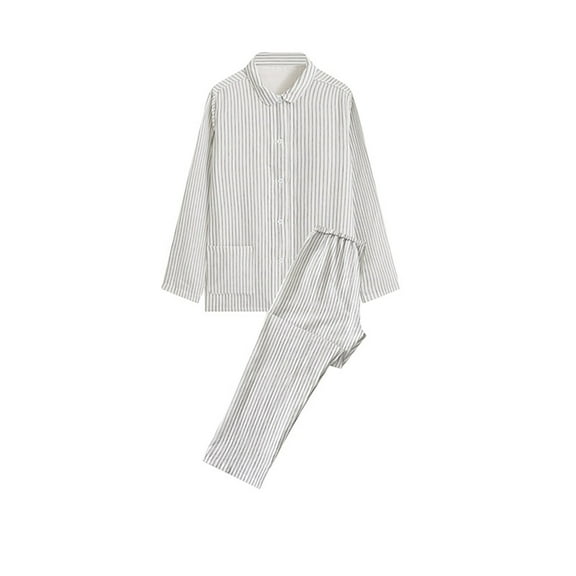 WREESH Womens Pajama Sets Casual Homewear Long-Sleeve Tops Trousers Turndown Collar Night Pajamas Suits Two Piece Sets White