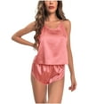 thumbnail image 1 of WREESH Womens Pajama Sets Halter Pajamas Home Dress Shorts Two Piece Set Red, 1 of 7