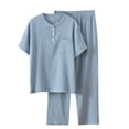 thumbnail image 1 of WREESH Womens Pajama Sets Home Clothes Pocket Shorts Sleeve Pants Pajamas Two Piece Sets Blue, 1 of 9