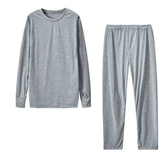 WREESH Womens Pajama Sets Round Neck Long Sleeve Pants Sports Set Gray