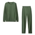 thumbnail image 1 of WREESH Womens Pajama Sets Round Neck Long Sleeve Pants Sports Set Olive Green, 1 of 9
