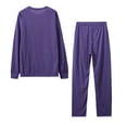 thumbnail image 1 of WREESH Womens Pajama Sets Round Neck Long Sleeve Pants Sports Set Purple, 1 of 9
