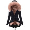 thumbnail image 1 of WREESH Womens Parka Jacket Fleece Lined Zipper Jacket Winter Warm Plush Collar Hooded Outerwear Mid Length Trench Coats Outdoor Padded Coats Pink, 1 of 2