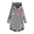 thumbnail image 1 of WREESH Womens Plus Size Hoodies Winter Warm Fuzzy Fleece Sweatshirts Christmas Printed Hooded Pullover Split Hem Sided Button Tunic Tops Casual Long Sleeve Outerwear Gray, 1 of 3