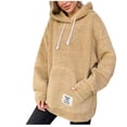 thumbnail image 1 of WREESH Womens Plus Size Sweatshirt Fashion Oversized Sweatshirts Fleece Hoodies Long Sleeve Shirts Pullover Fall Clothes with Pocket Tops Khaki, 1 of 9