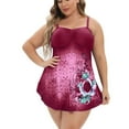 thumbnail image 1 of WREESH Womens Plus Size Swim Dress Tankini Swimsuits Fashion Bikini Set Swimsuit Two Piece Filled Solid Swimwear Beachwear Bathing Suit Wine, 1 of 5
