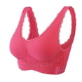 thumbnail image 1 of WREESH Womens Push Up Bras Ladies Traceless Comfortable No Underwire Bras Breathable Gathering Bra Underwear Watermelon Red, 1 of 8