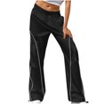 thumbnail image 1 of WREESH Womens Quick Drying Sweatpants Loose Drawstring Clothing Solid Color Casual Wide Leg Pants Trousers Black, 1 of 6