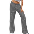 thumbnail image 1 of WREESH Womens Quick Drying Sweatpants Loose Drawstring Clothing Solid Color Casual Wide Leg Pants Trousers Gray, 1 of 6